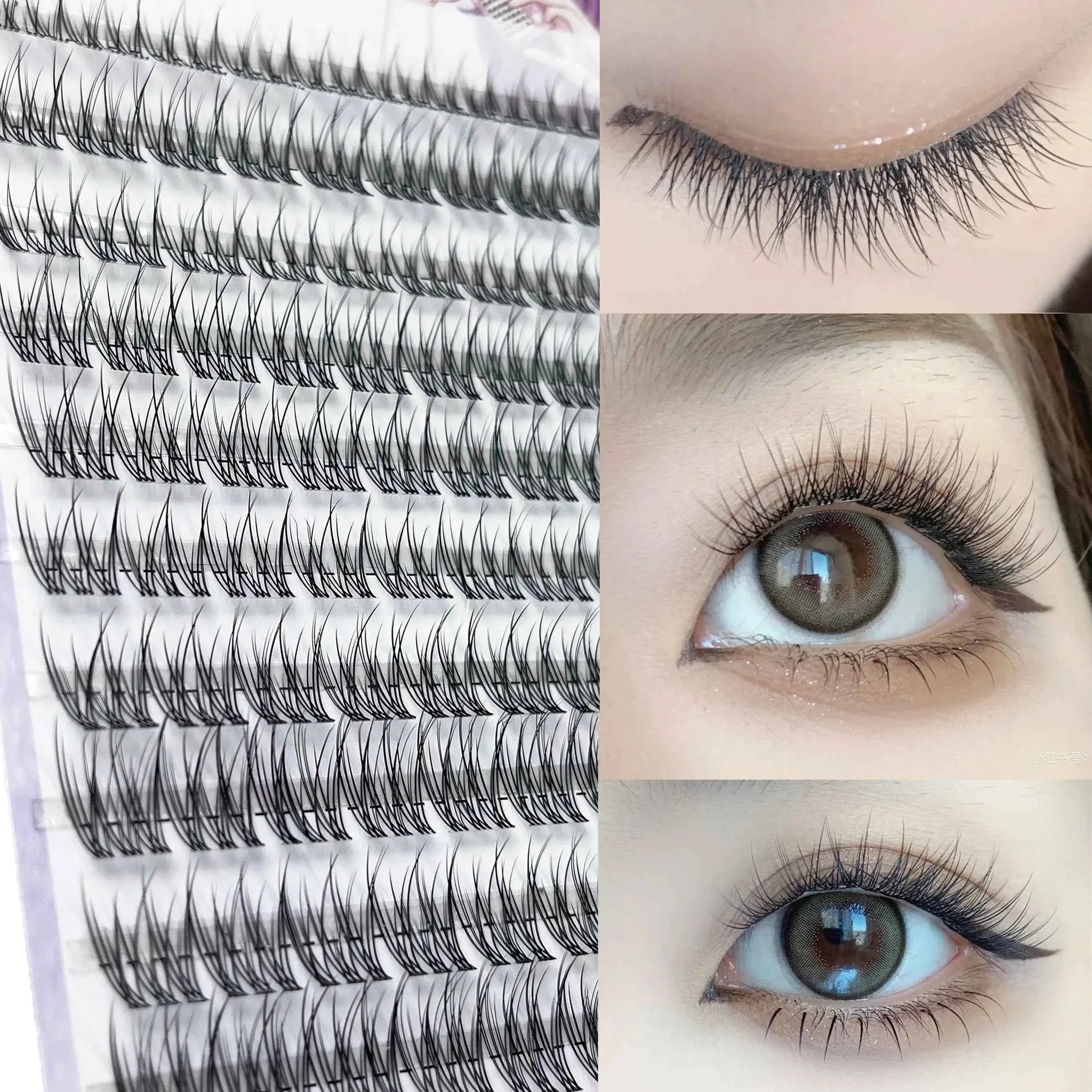 1/box 120 bundles Mink False Eyelash Natural Fishtail Lash 3D Russian Individual Eyelash Extension Cluster Makeup Tool Who...