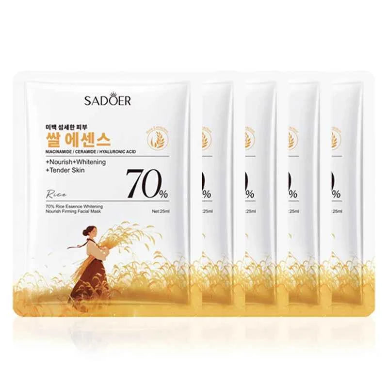1/5/10PCS Rice Essence Face Sheet Mask,Niacinamide Hyaluronic Acid Hydrating Nourishing Brightening Tender Skin,Korean Skincare 5pcs