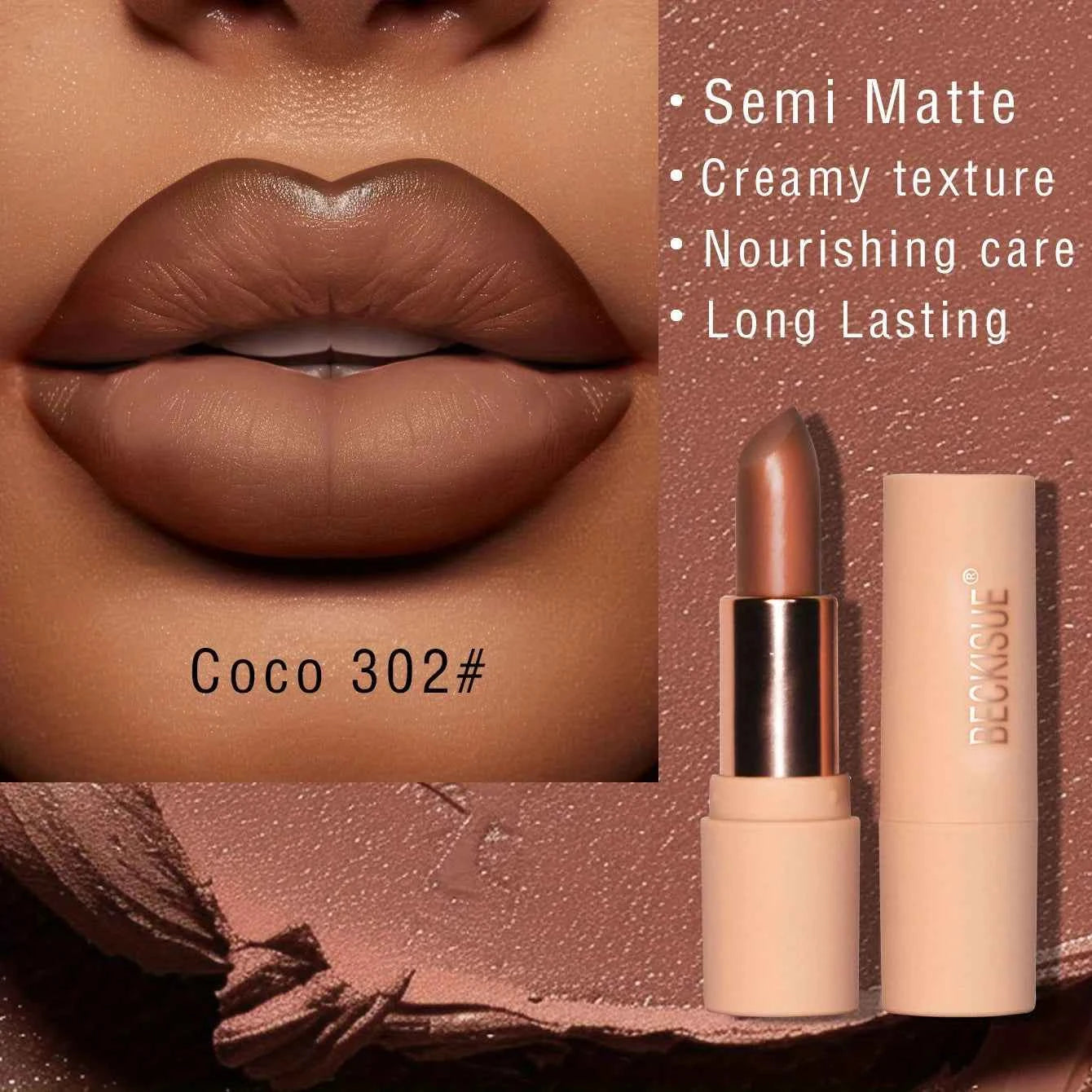 Coffee Velvet Lipstick - Luxurious Deep Nourishing Matte Finish Long-Lasting Waterproof Lip Color 302