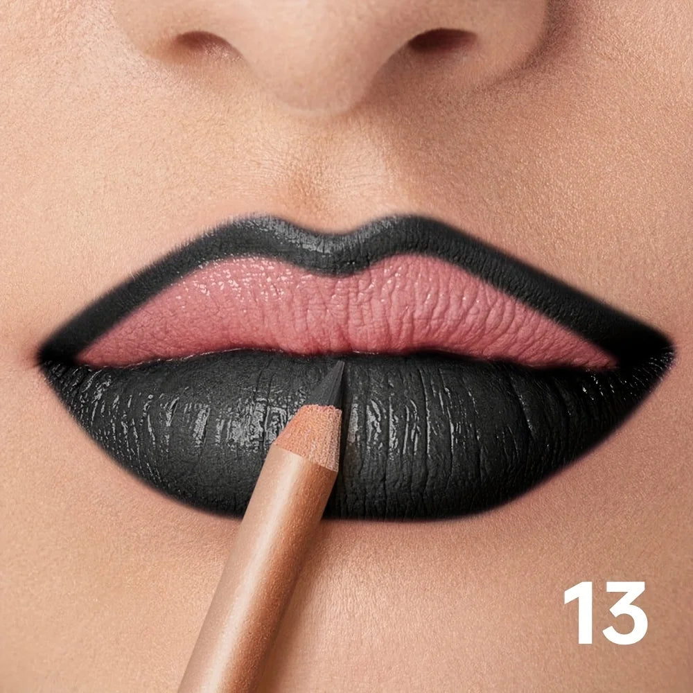 Matte Nude Lip Liner Pigmentation Long-Lasting Waterproof /Pencil Formula, Lip Pencil for Precise Lip Line, Lip Glossy Eff...