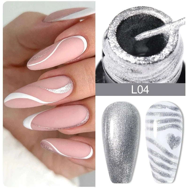 LILYCUTE 5ML Metallic Painting Liner Gel Nail Polish Super Bright Gold Silver Mirror Drawing Gel Semi Permanent Line Frenc...