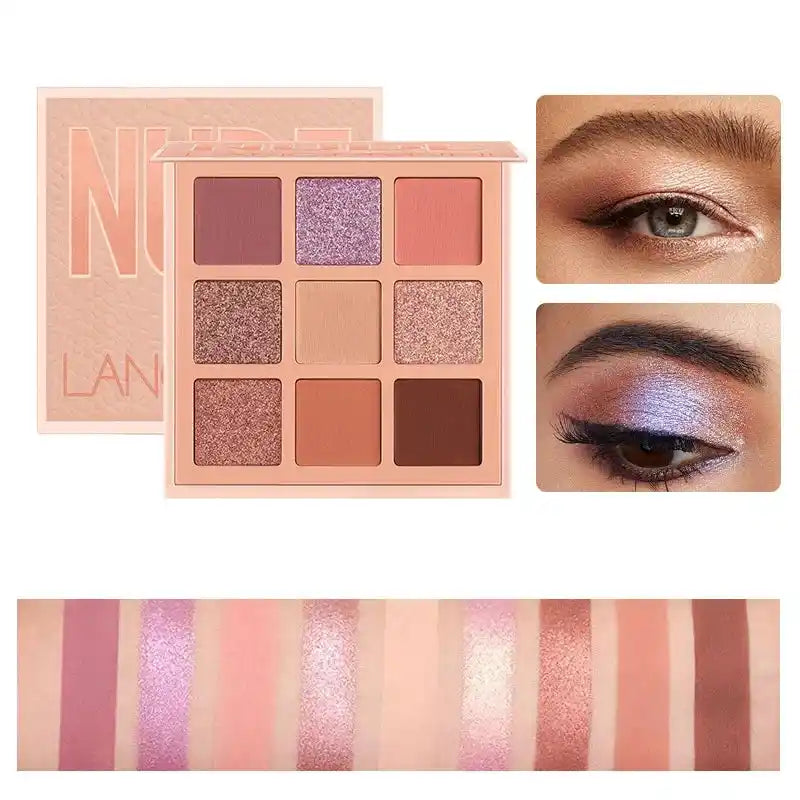 9 Colors Nude Eyeshadow Powder Makeup Palette Matte Shimmer Eye Pigmented Powder Make Up New Warm Earth Color Eyeshadow Au...