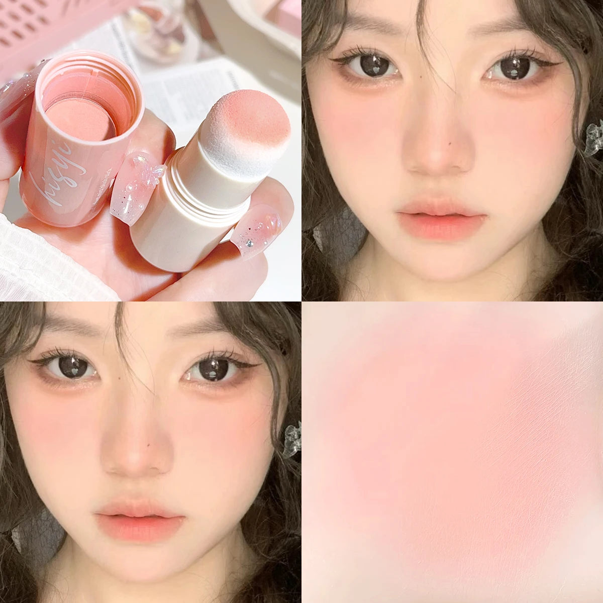 HISYI Yunrou Soft Fog Blush Stick - Energetic and Bouncy, Korean Style, Brightening, Dual-Use for Lips and Cheeks H1916-03