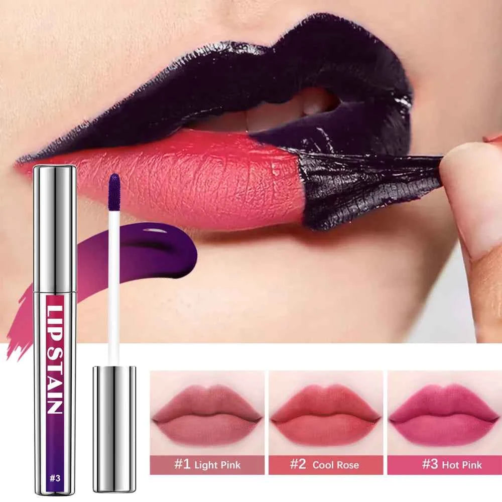 Peel Off Lip Stain Reveal Long Lasting Waterproof Pink Lip Tint Transfer Proof Non-stick Cup Natural Lip Stain Women's Cos...