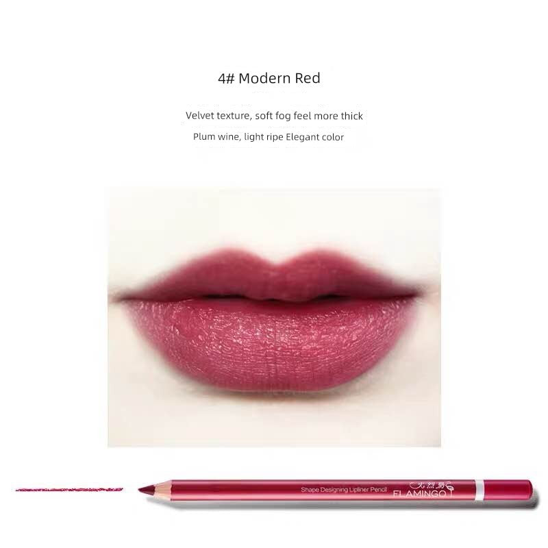Flamingo Lip Liner Female Waterproof Makeup Non-Decolorizing Hook Line Lip Pencil Matte Bean Bag Painting Lipstick Handy Gadget Genuine Goods 4# Modern Red