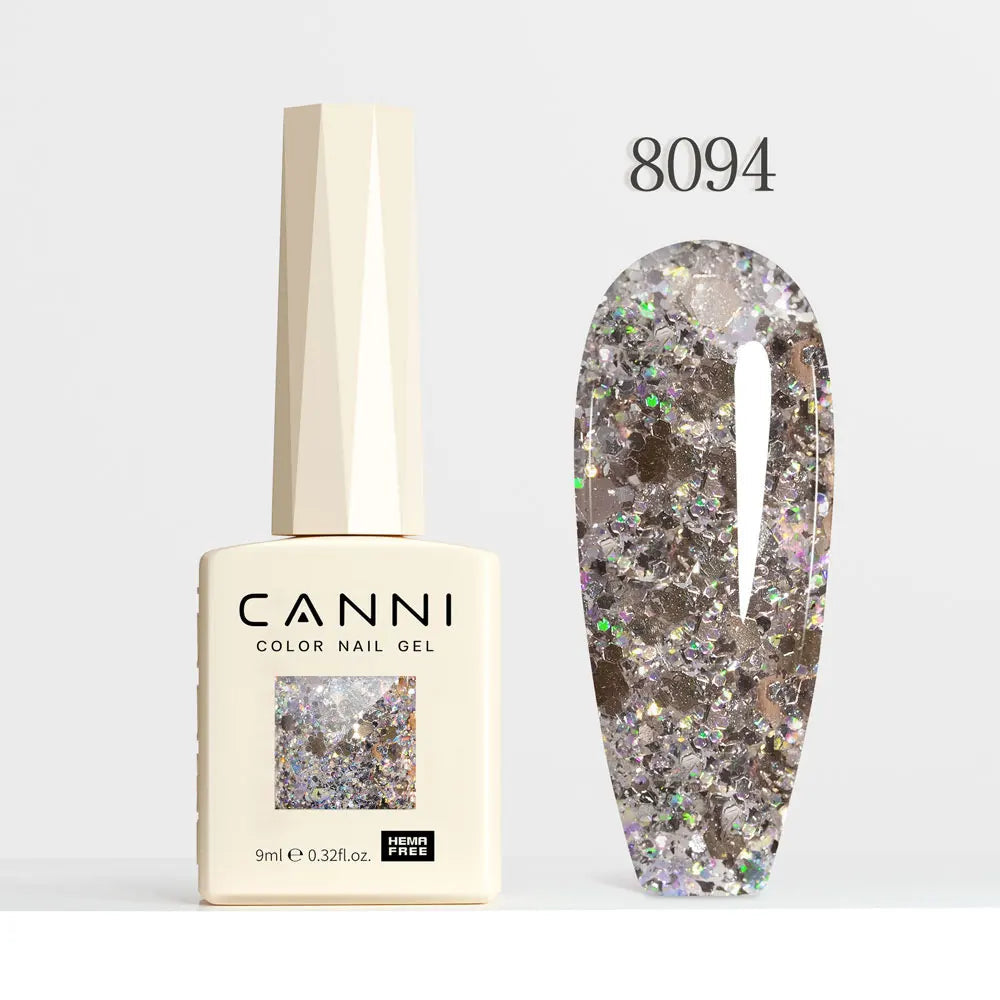 #8013 CANNI Nail Gel Polish Hema Free Super Glossy Glitter Cat Eye Gel Diamond Top Coat Semi Permanent Soak Off UV LED Varnish Aurora Glow Avenue