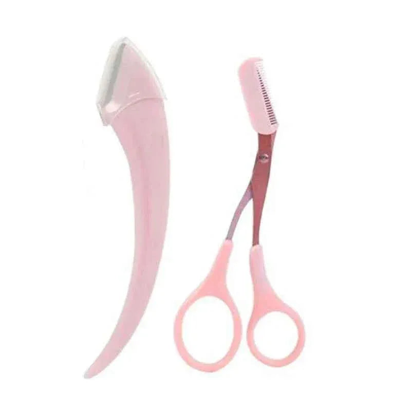 1/2/3Pcs Eyebrow Trimming Knife Eyebrow Face Razor For Women Eyebrow Scissors With Comb Brow Trimmer Scraper easy to use C613-pink 1A1B