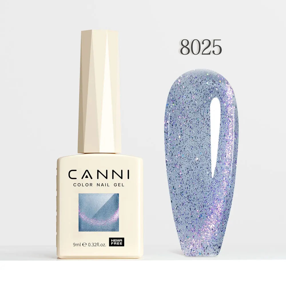 #8013 CANNI Nail Gel Polish Hema Free Super Glossy Glitter Cat Eye Gel Diamond Top Coat Semi Permanent Soak Off UV LED Varnish Aurora Glow Avenue
