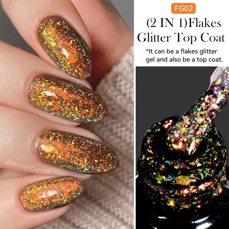 LILYCUTE 7ML Neon Reflective Glitter Gel Nail Polish Soak Off Super Shining Champagne Gold UV Gel Polish For Nail Art Mani...