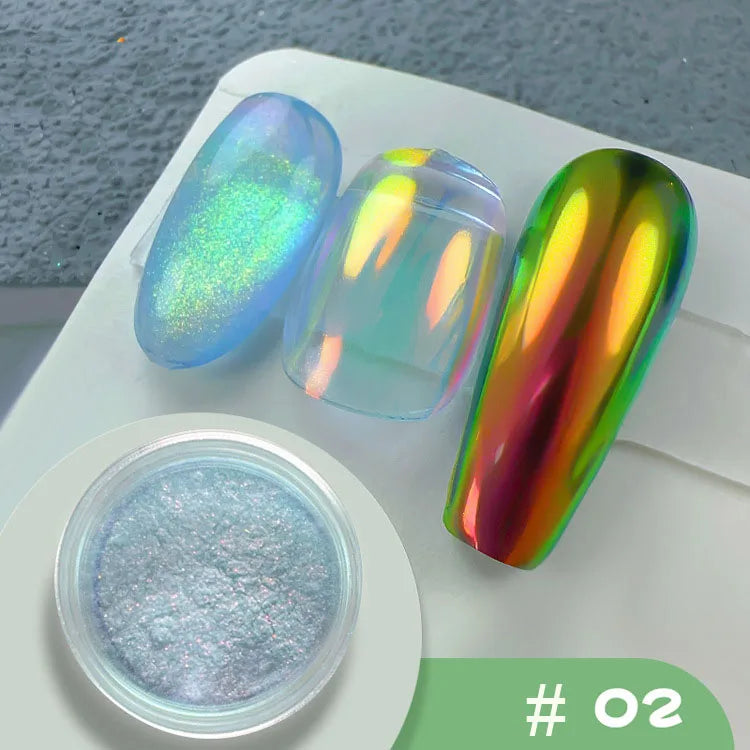 Holographic Mirror Mermaid Nail Glitter Powder - 19 Colors FT259-2 - 