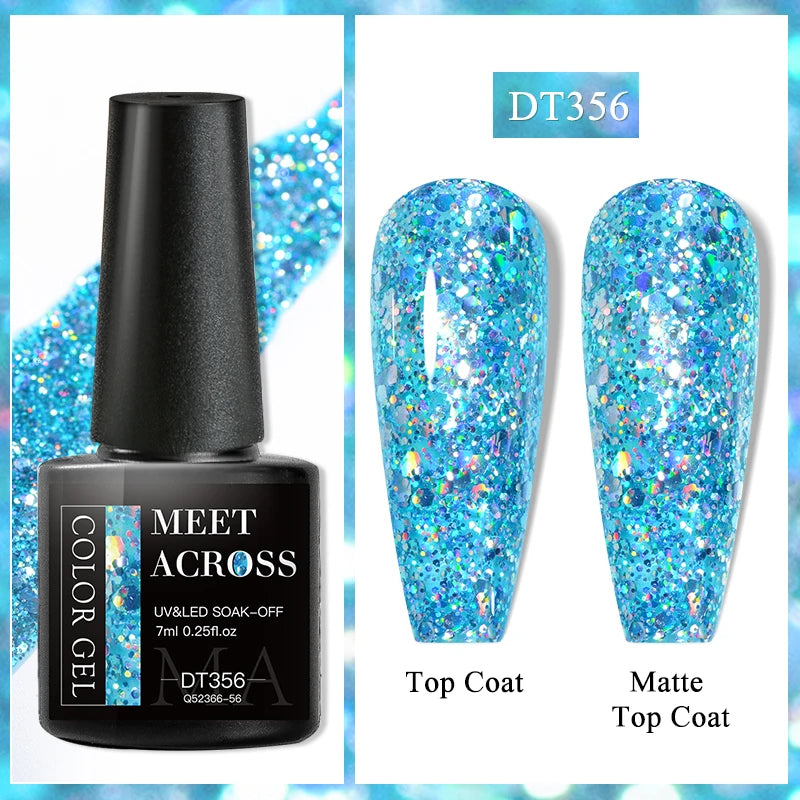 MEET ACROSS 7ml Popular Series Nail Gel Polish 140 Colors Soak Off UV/LED Long Lasting Nail Art Gel Varnish for Manicure N...
