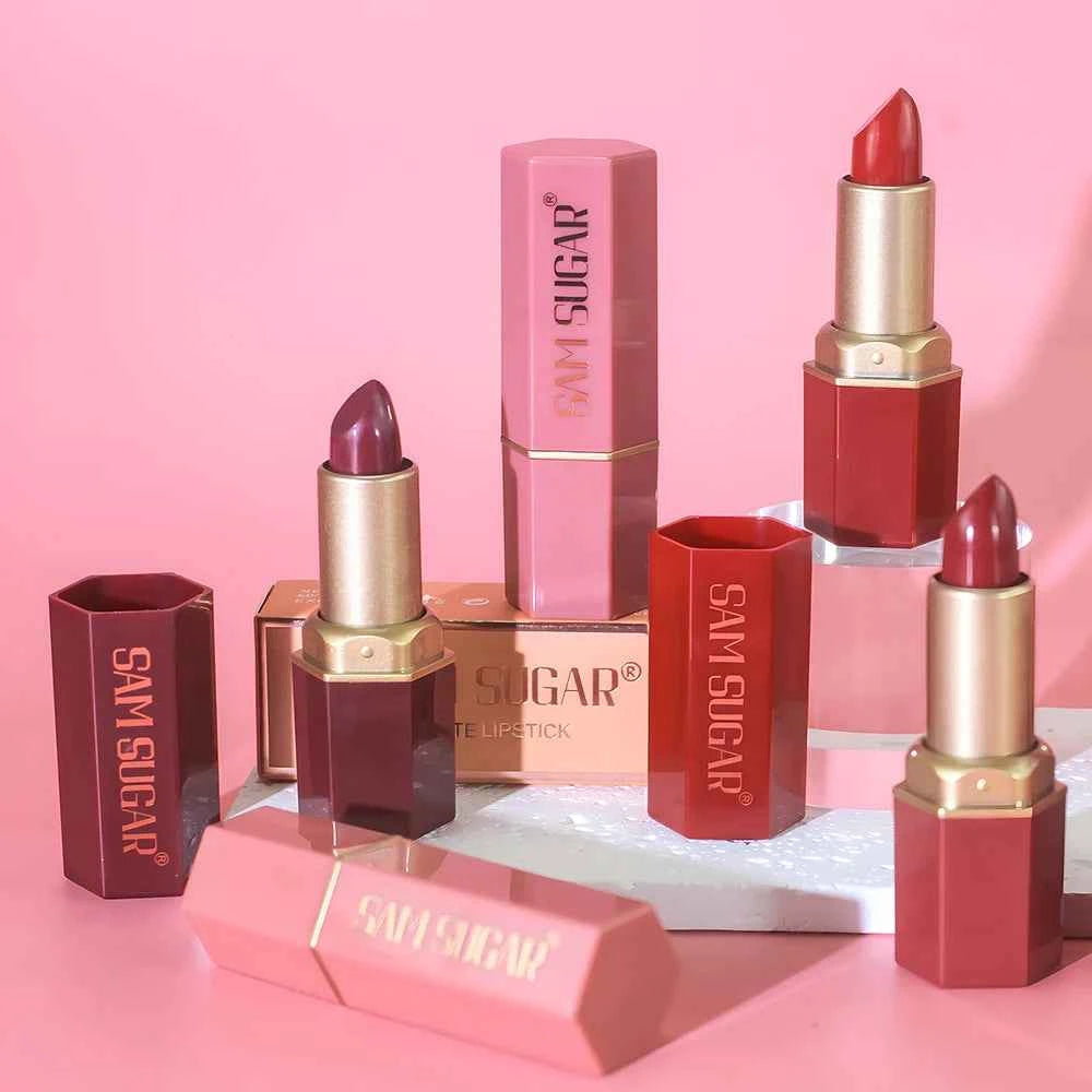 SAM SUGAR 6-Color Matte Lipstick , Non-Stick Cup Long-Lasting Velvet Finish, Smooth Matte Lip Color Waterproof Smudge-proof