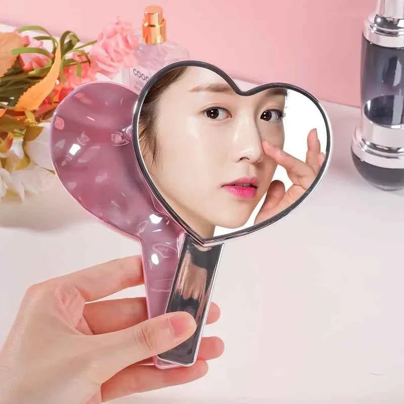 Eyelash Extensions Handheld Mirror Heart Shape Vanity Mirror SPA Salon Personalized Makeup Mirrors With Handle Make Up Tools
