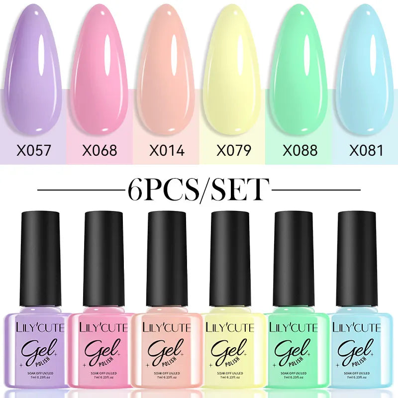 LILYCUTE 6Pcs/set 7ml Coffee Series Gel Nail Polish Kit 125 Colors Manicure Semi Permanent Soak Off UV Nail Art Gel Varnis...