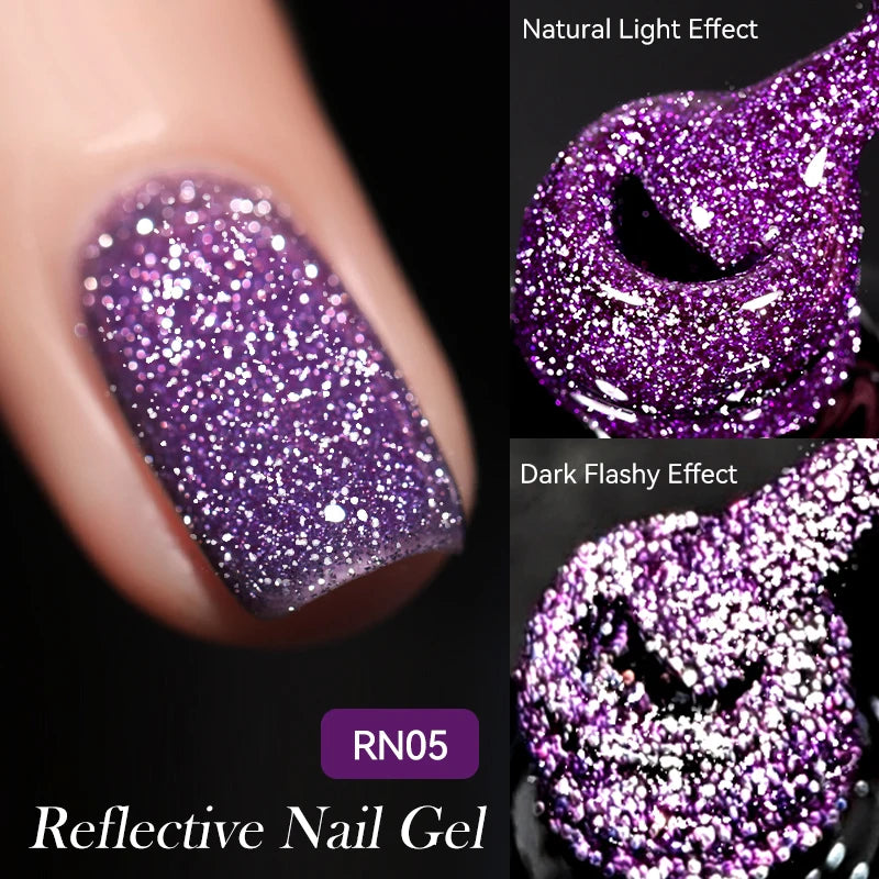 LILYCUTE 7ML Neon Reflective Glitter Gel Nail Polish Soak Off Super Shining Champagne Gold UV Gel Polish For Nail Art Mani...