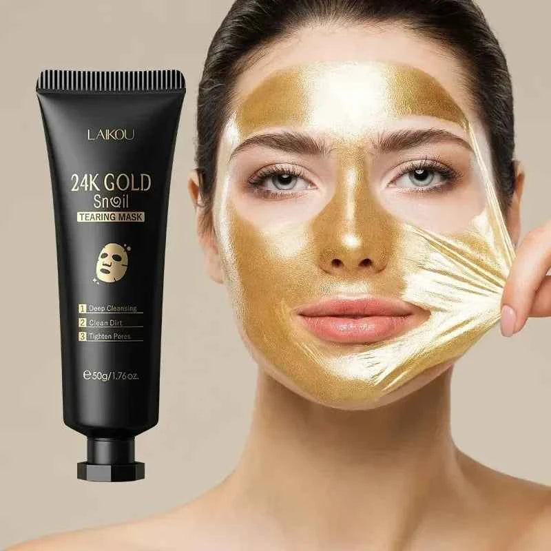 1/2/3pcs LAIKOU 24K Gold Snail Collagen Peel Off Tearing Face Mask Deep Cleansing Remove Blackhead Face Care Tear Off Mask