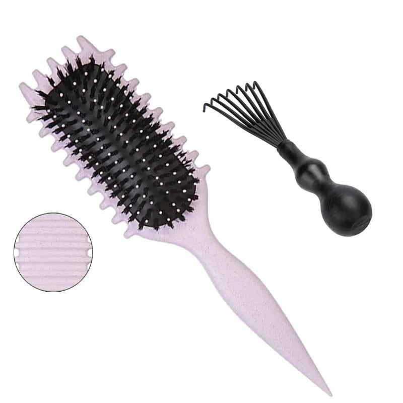 1/2pcs Detangling Candy Brush Curly Hair Scalp Massage Hair Comb with Cleaning Claw Natural Bristles Define Hair Styling Tools Purple Set