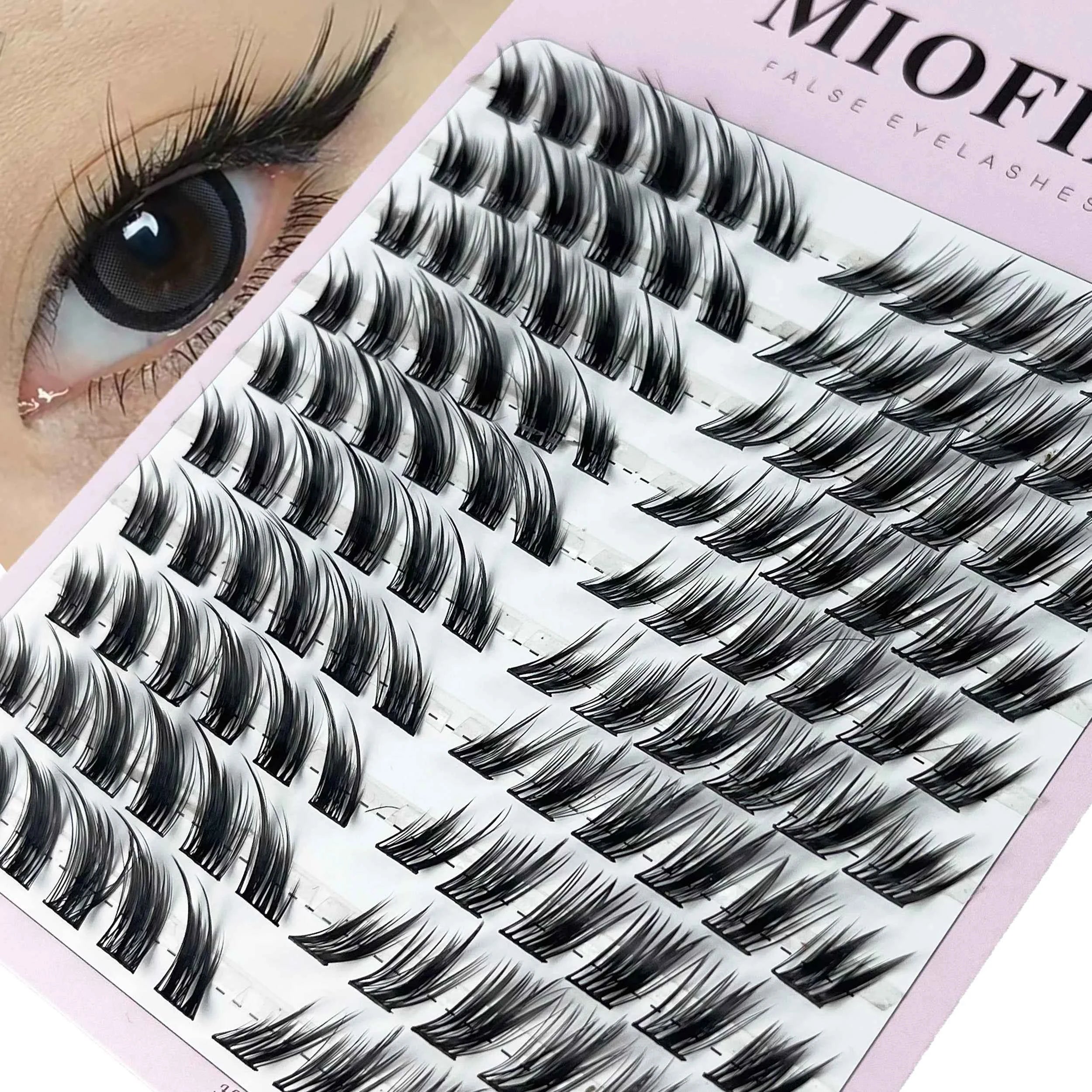 1/box 120 bundles Mink False Eyelash Natural Fishtail Lash 3D Russian Individual Eyelash Extension Cluster Makeup Tool Wholesale XM