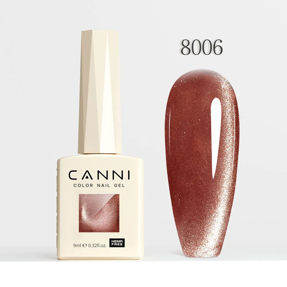 #8013 CANNI Nail Gel Polish Hema Free Super Glossy Glitter Cat Eye Gel Diamond Top Coat Semi Permanent Soak Off UV LED Varnish Aurora Glow Avenue