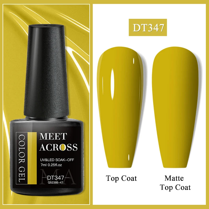 MEET ACROSS 7ml Dark Color Glitter Top Coat Gel For Nails Brocade Powder 2 In 1 Chameleon Nail Art Gel Varnish Manicure Q5...