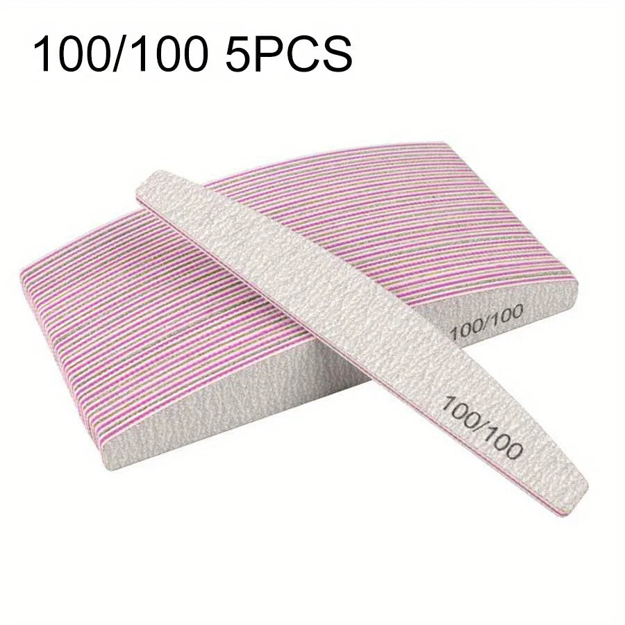 1/3/5/10Pcs Professional Nail File 80/100/150/180/240 Sandpaper Strong Thick Sanding Half Moon Lime nail accessories and Tools Aurora Glow Avenue
