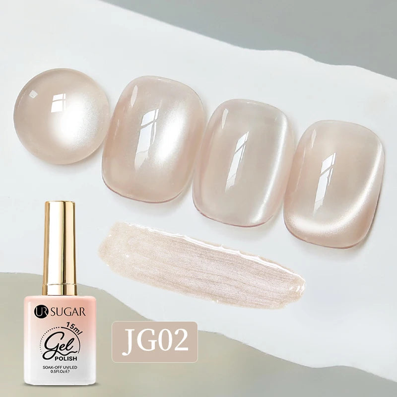UR SUGAR 15ml Water Light Cat Magnetic Gel Nail Polish Champagne Semi Permanent Soak Off UV Gel Crystal Varnis Nail Art Ma...
