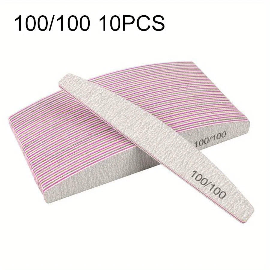 1/3/5/10Pcs Professional Nail File 80/100/150/180/240 Sandpaper Strong Thick Sanding Half Moon Lime nail accessories and Tools.
