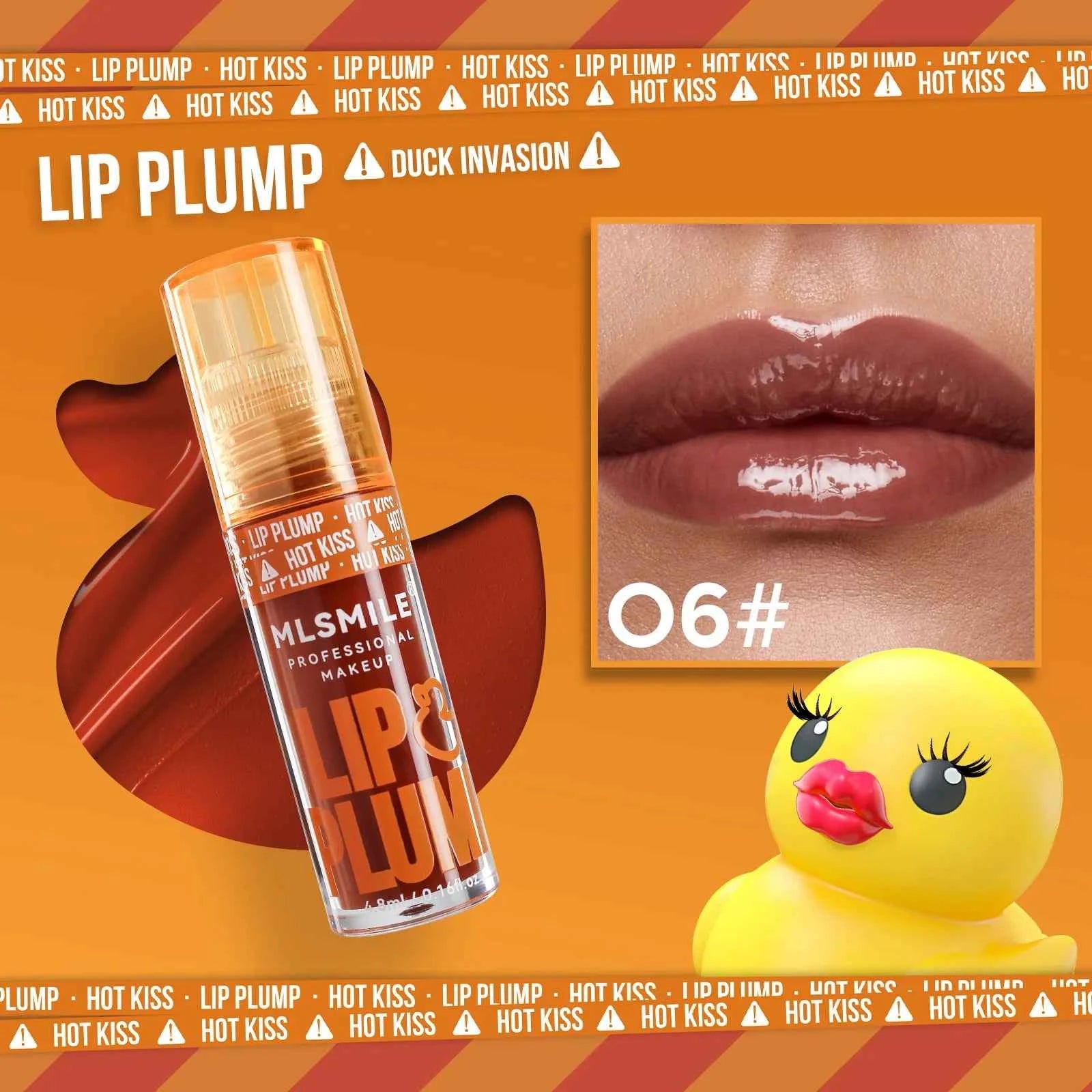 MLSMILE Duck Lip Plump Lip Oil Moisturizing Lip Gloss Mirror Water nature long-lasting Gloss Gloss Pearl Lip Glaze Set 211...