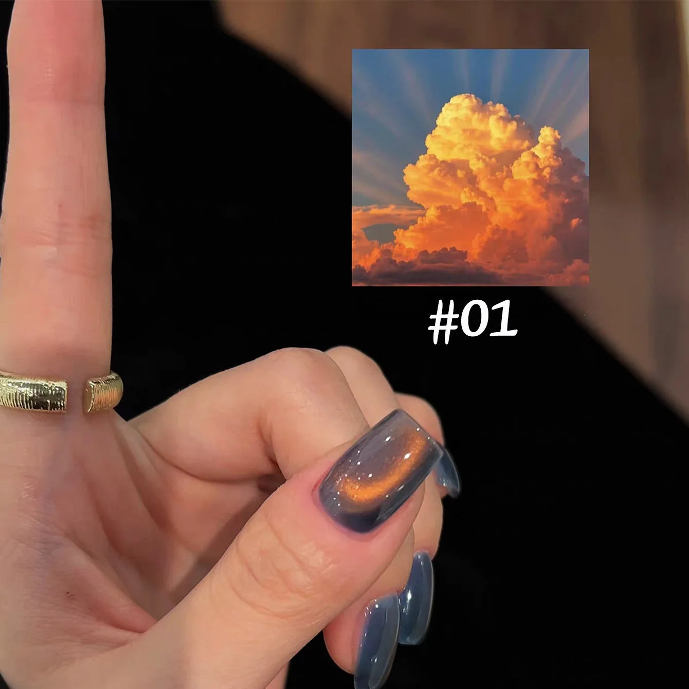 1-12pcs WS Autumn Winter Nails Sea Sunset Amber Blue Gold Linght Crystal Glass Bead Cat Eye Gel Nail Polish Nail Salon Hom...