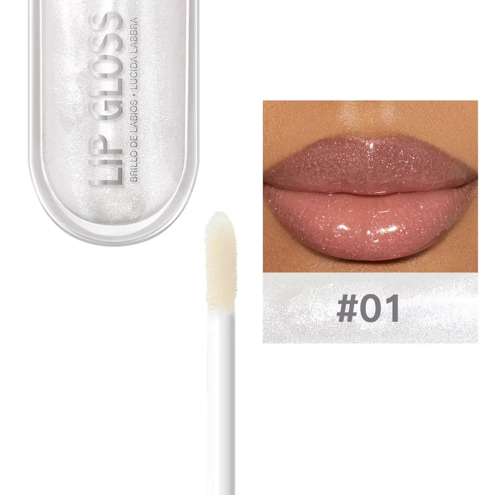 USHAS 12 colors mirror fine flash liquid lipstick pearlescent color waterproof sweatproof non-stick cup lip gloss 24314-01 - 