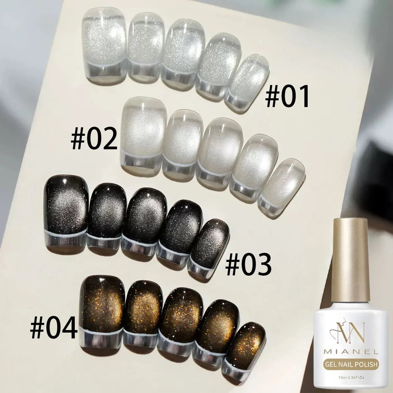 MIANEL 1-6pcs 12ML Christmas Nails Galaxy White Glass Bead Cat Eye Gel Nail Polish Super White Nails Nail Art Nail Supplies 93Ayiyanlunx1-4