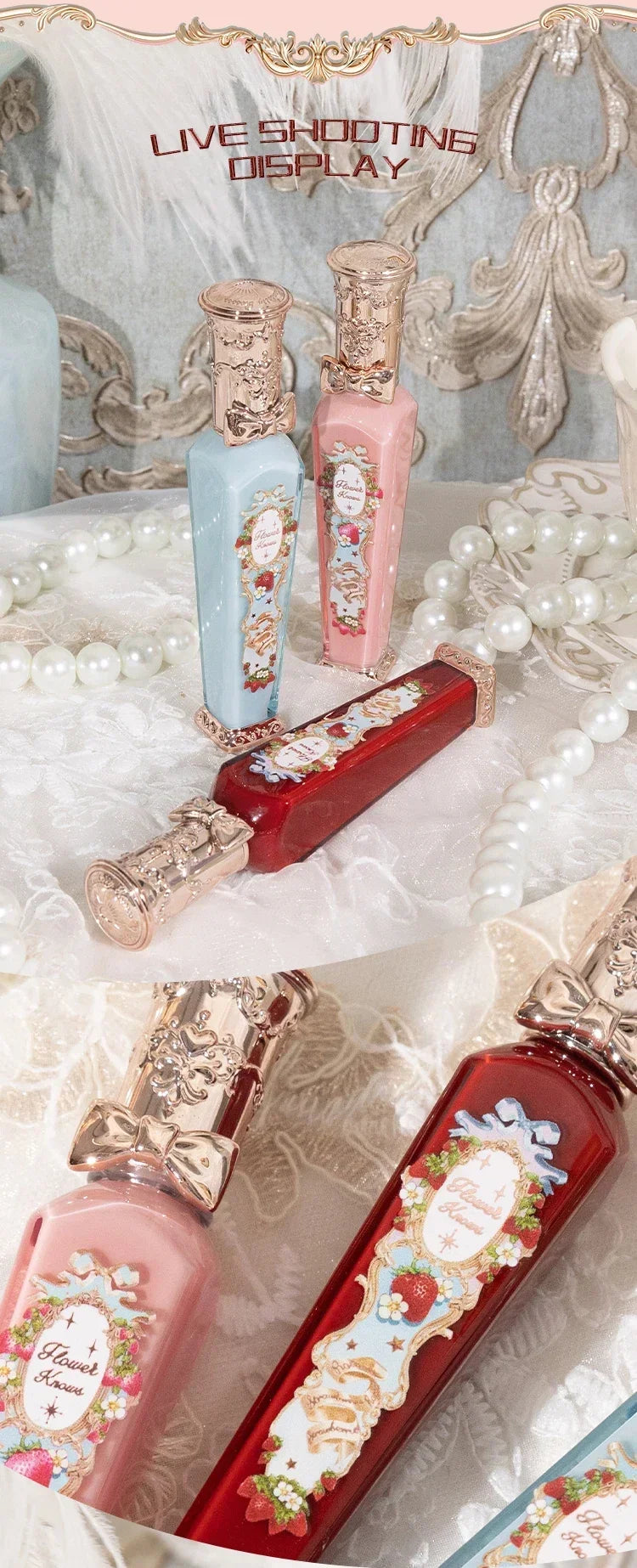 Flower Knows Strawberry Rococo Series Cloud Lip Cream Lip Gloss Long Lasting Velvet Lip Tint Lipstick for Women Cosmetic