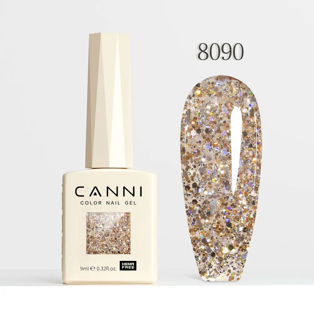 #8013 CANNI Nail Gel Polish Hema Free Super Glossy Glitter Cat Eye Gel Diamond Top Coat Semi Permanent Soak Off UV LED Varnish Aurora Glow Avenue