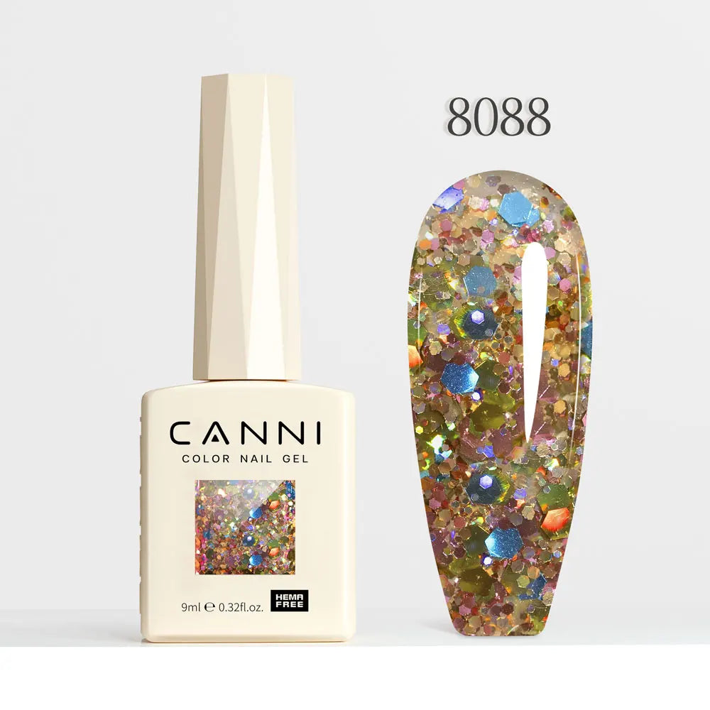 #8013 CANNI Nail Gel Polish Hema Free Super Glossy Glitter Cat Eye Gel Diamond Top Coat Semi Permanent Soak Off UV LED Varnish Aurora Glow Avenue