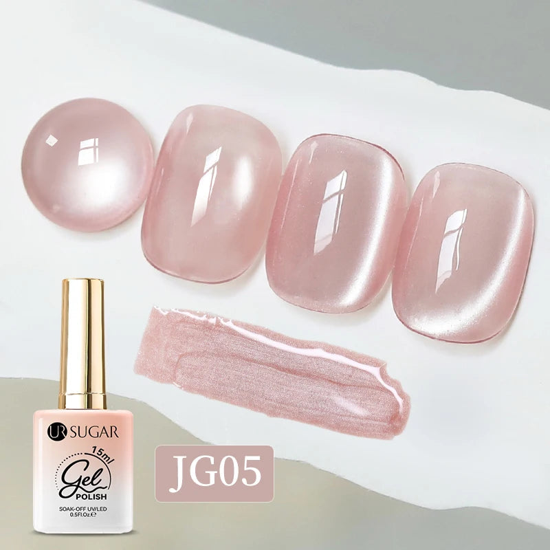 UR SUGAR 15ml Water Light Cat Magnetic Gel Nail Polish Champagne Semi Permanent Soak Off UV Gel Crystal Varnis Nail Art Manicure JG05