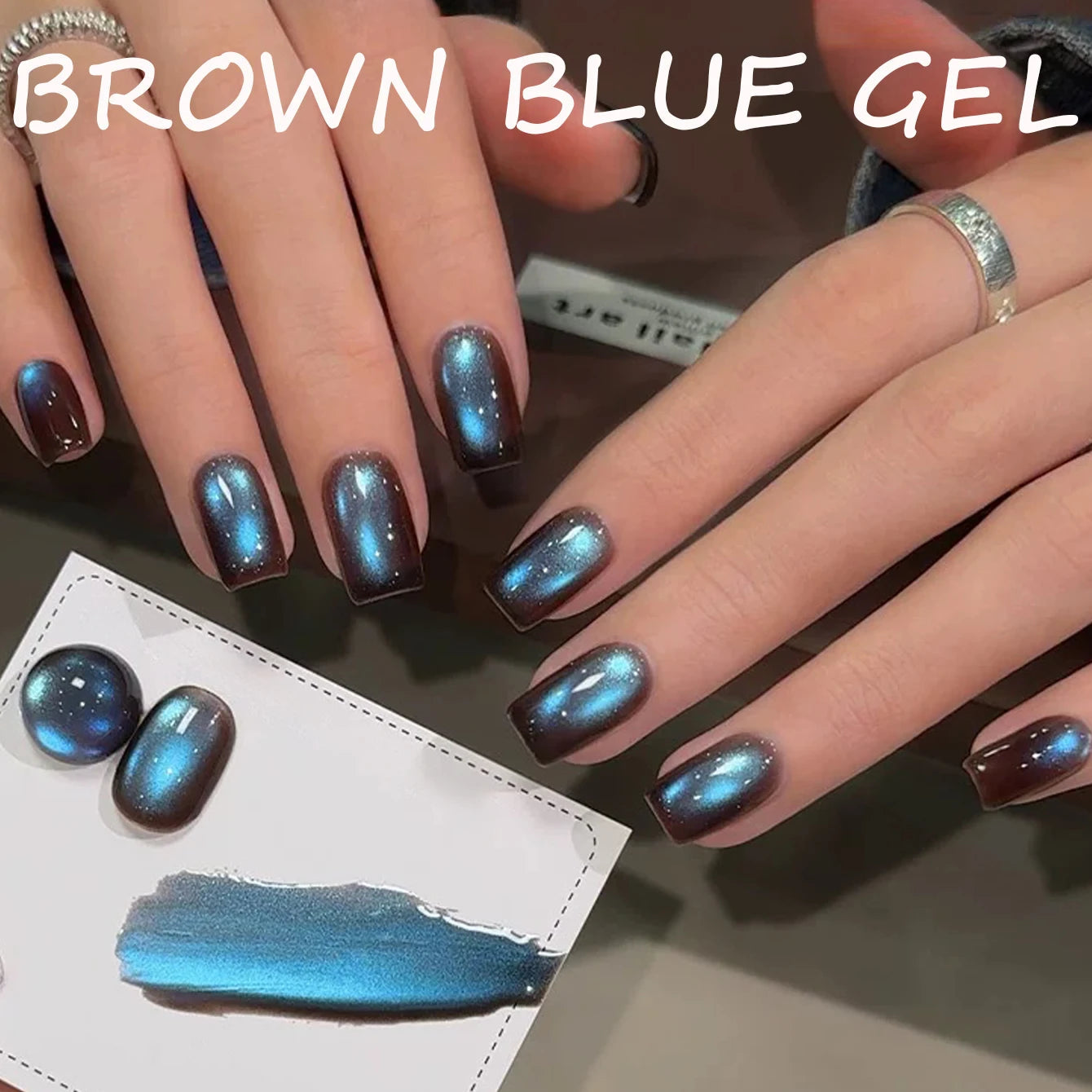 1-12pcs WS Autumn Winter Nails Sea Sunset Amber Blue Gold Linght Crystal Glass Bead Cat Eye Gel Nail Polish Nail Salon Home DIY guangying