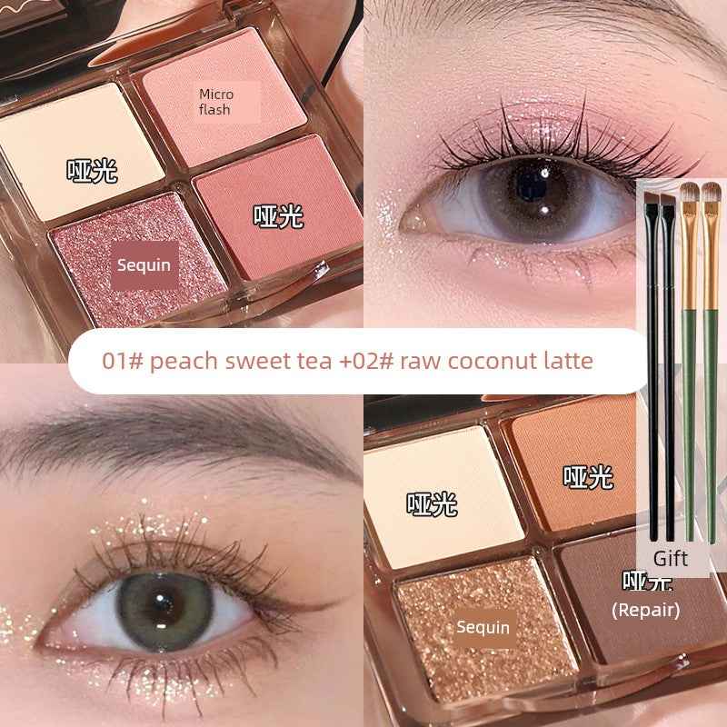 U Try to Wake up with Daydreaming Four Color Eyeshadow Palette 2024 New Arrival Pink Brown Earth Color Smoked Plate for Be...