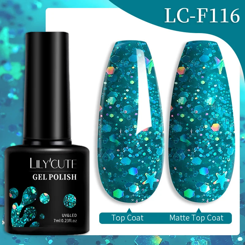 LILYCUTE 7ML Colorful Gel Nail Polish 129 Colors Long Lasting For Manicure Semi Permanent Base Top Coat Nail Art UV Gel Va...