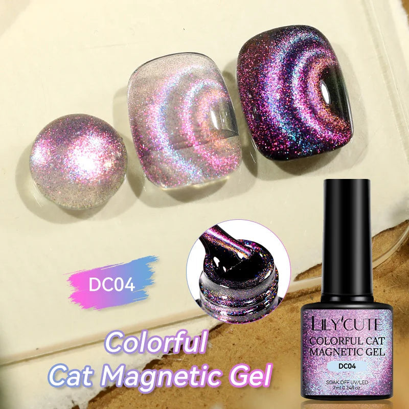 LILYCUTE 7ml Aurora Cat Magnetic Gel Nail Polish Reflective Magnet Gel Varnishes Semi Permanent UV Gel For Nail Art Manicu...