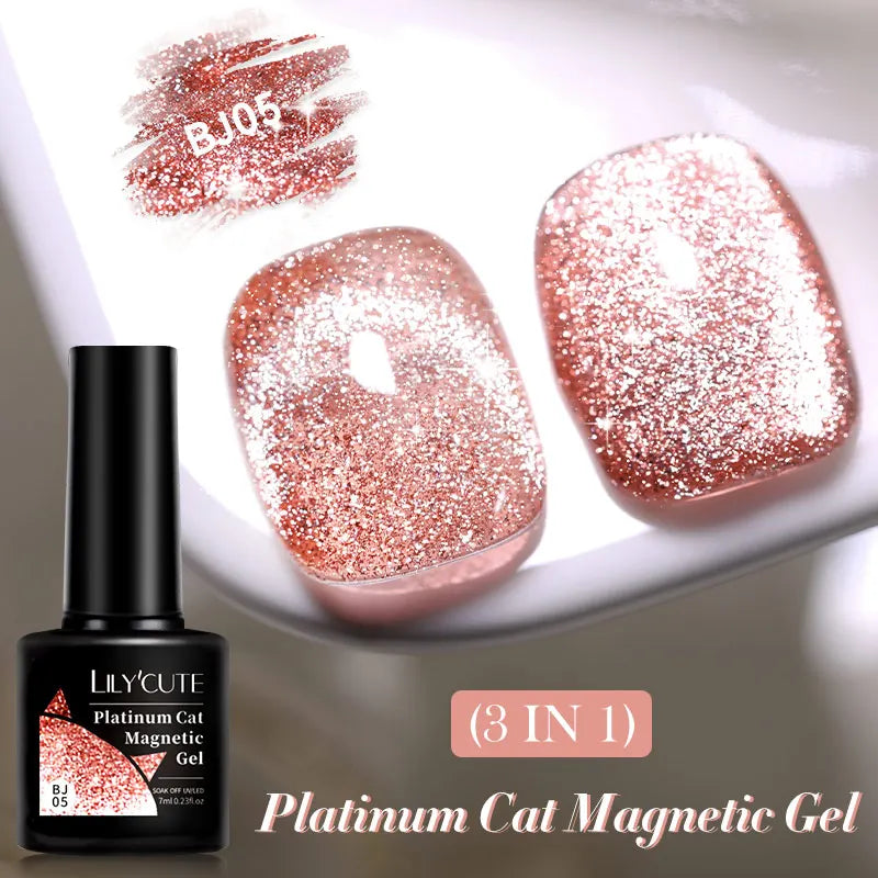 LILYCUTE 7ml Aurora Cat Magnetic Gel Nail Polish Reflective Magnet Gel Varnishes Semi Permanent UV Gel For Nail Art Manicu...