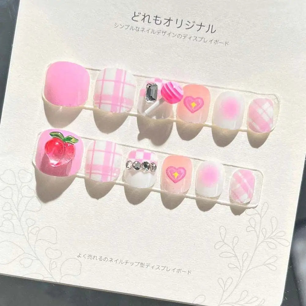 Rabbit Children False Nails Flower Full Cover Nail Art Tips Kids Fake Nail Extension Nail Supplies Bears Kids Cartoon Fake Nails Style11