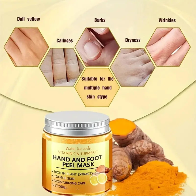 Vitamin c and turmeric hand wax mask for hands and feet, smoothing skin, gently cleansing hand mask, illuminating hand skin Aurora Glow Avenue
