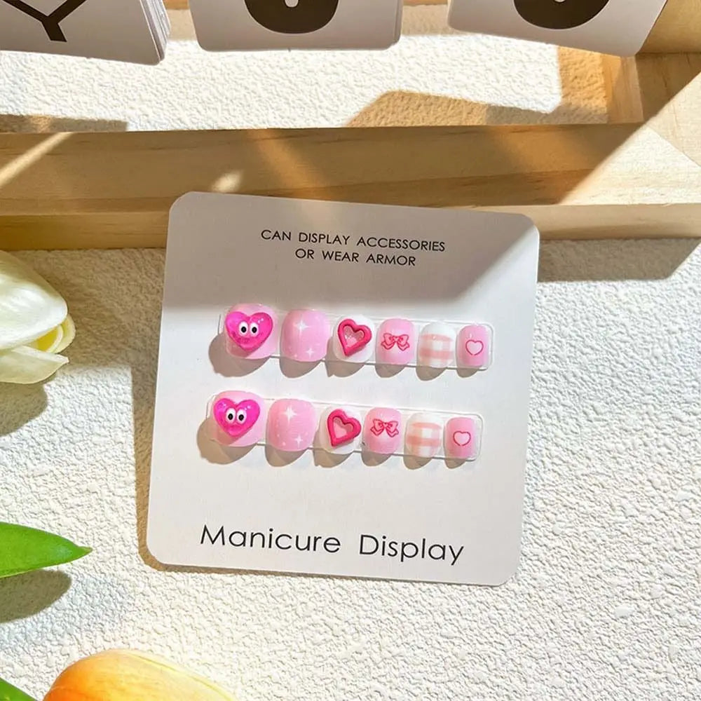 Rabbit Children False Nails Flower Full Cover Nail Art Tips Kids Fake Nail Extension Nail Supplies Bears Kids Cartoon Fake Nails Style03