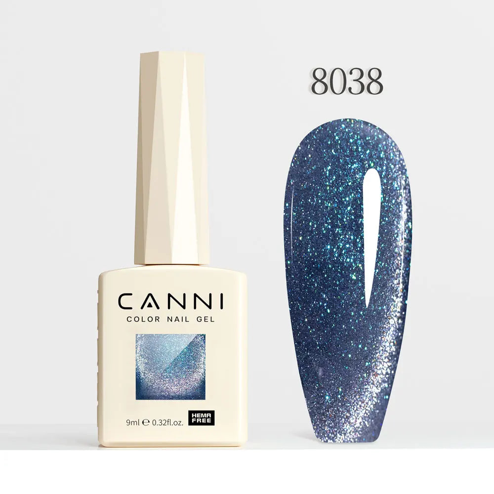 #8013 CANNI Nail Gel Polish Hema Free Super Glossy Glitter Cat Eye Gel Diamond Top Coat Semi Permanent Soak Off UV LED Varnish Aurora Glow Avenue