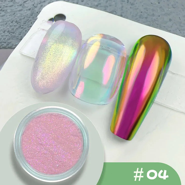 Holographic Mirror Mermaid Nail Glitter Powder - 19 Colors FT259-4 - 