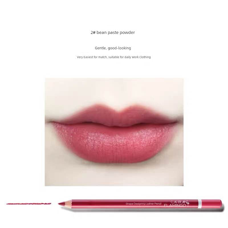 Flamingo Lip Liner Female Waterproof Makeup Non-Decolorizing Hook Line Lip Pencil Matte Bean Bag Painting Lipstick Handy Gadget Genuine Goods 2# bean paste powder