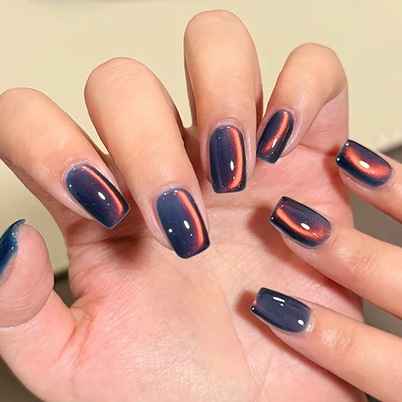 1-12pcs WS Autumn Winter Nails Sea Sunset Amber Blue Gold Linght Crystal Glass Bead Cat Eye Gel Nail Polish Nail Salon Hom...