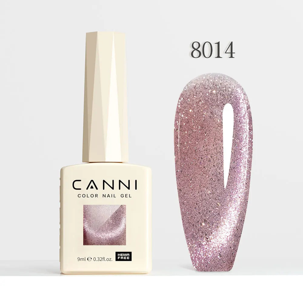 #8013 CANNI Nail Gel Polish Hema Free Super Glossy Glitter Cat Eye Gel Diamond Top Coat Semi Permanent Soak Off UV LED Varnish Aurora Glow Avenue
