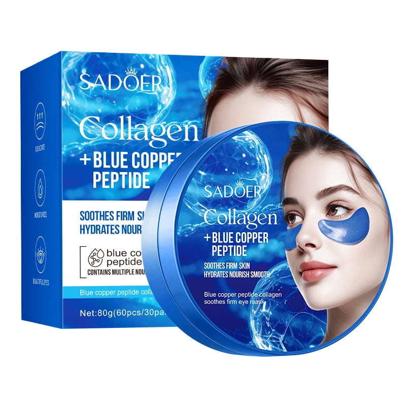 60pcs SADOER Caffeine Crystal Collagen Eye Mask Anti Dark Circles Ant -Aging Anti Wrinkles Moisturizing Eye Patches Skin Care Aurora Glow Avenue