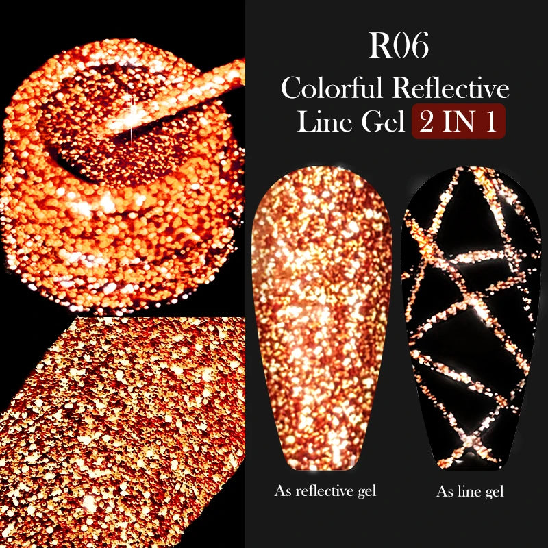 LILYCUTE 5ML Metallic Painting Liner Gel Nail Polish Super Bright Gold Silver Mirror Drawing Gel Semi Permanent Line Frenc...